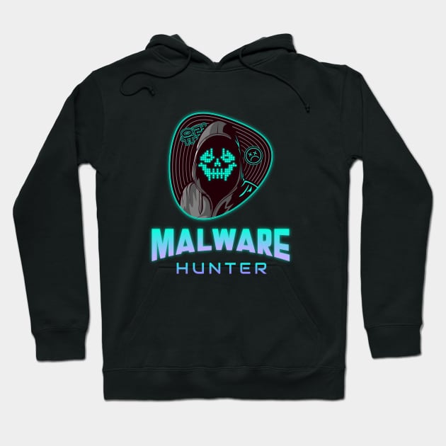 Malware Hunter Neon Hoodie by Cyber Club Tees